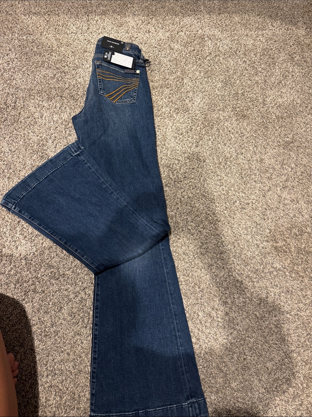 7 For All Mankind Dark Blue Wide Leg Jeans